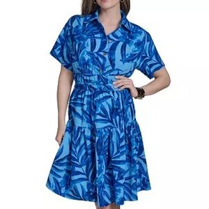 Halston | Women's Floral-Print Tiered Shirtdress